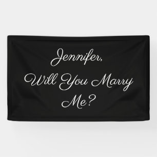 Will You Marry Me? White Text on Black Banner