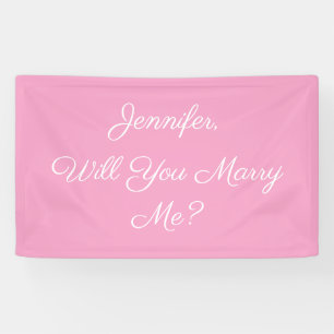 Will You Marry Me? White Text on Pale Pink Banner