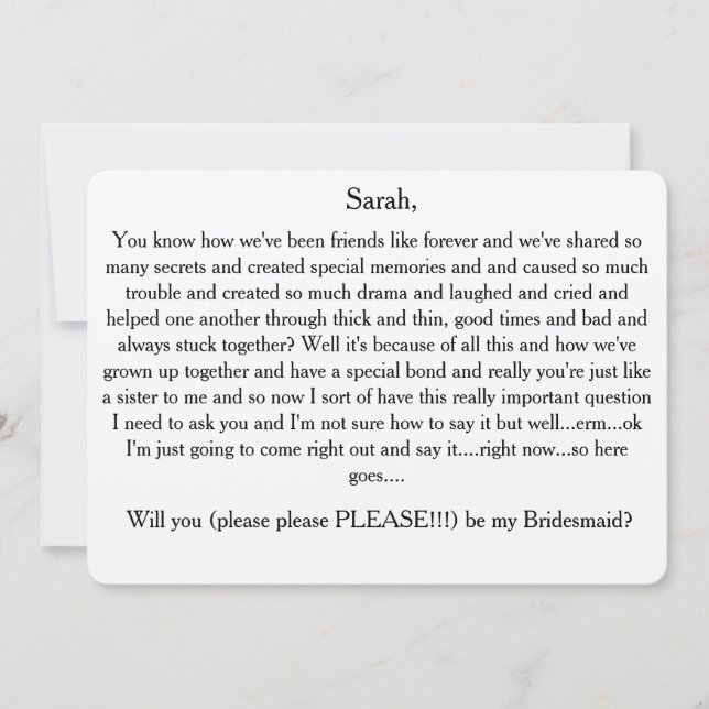 Will you please be my bridesmaid? Custom text card (Front)