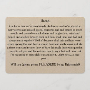 Will you please be my bridesmaid? Custom text card
