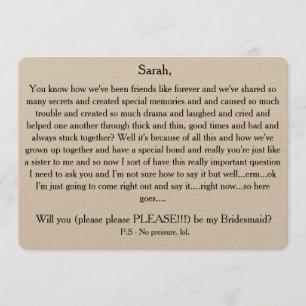 Will you please be my bridesmaid? Custom text card