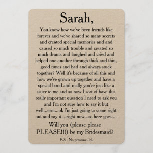 Will you please be my bridesmaid? Custom text card
