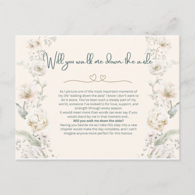 Will you walk me down the Aisle - Proposal Postcard (Front)