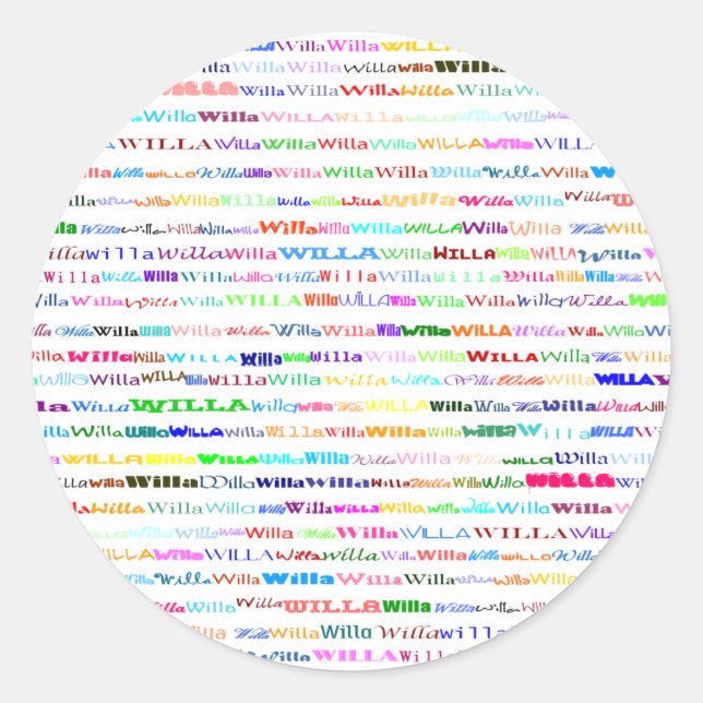 Willa Text Design II Round Sticker (Front)
