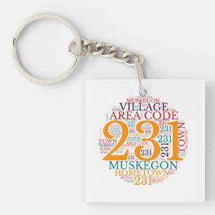 Willage Area Code 231 Muskegon Hometown T-Shirt Key Ring
