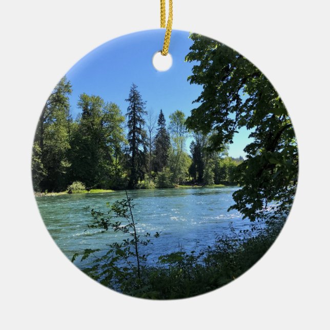 Willamette River, OR Ceramic Tree Decoration (Front)