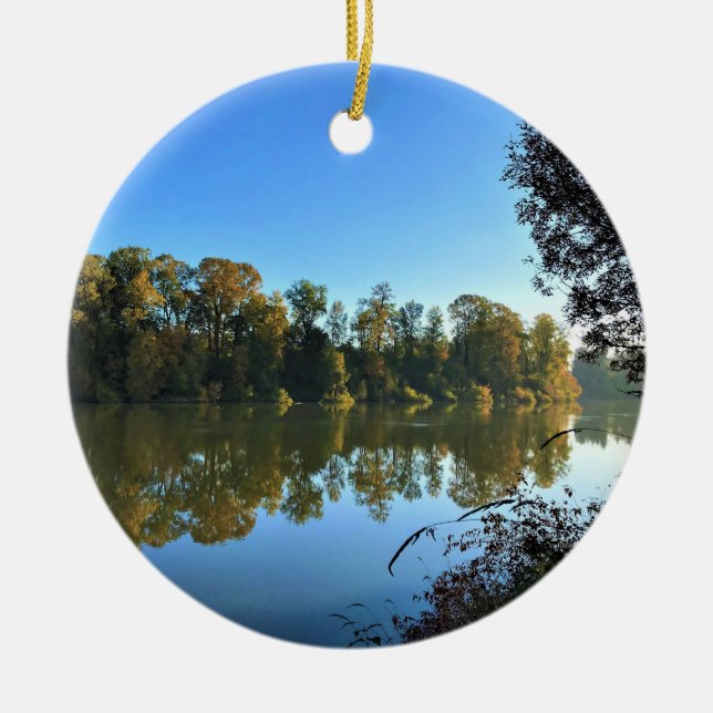 Willamette River, OR Ceramic Tree Decoration (Front)