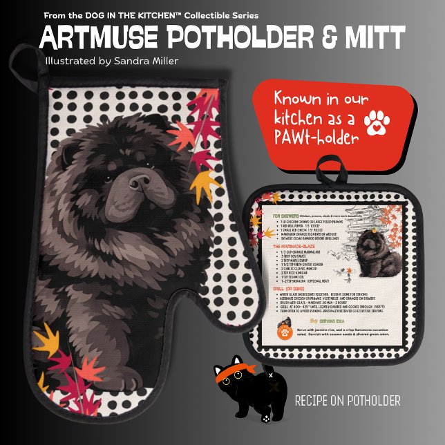 WILLEM black chow Oven Mitt and Pot Holders Oven Mitt & Pot Holder Set (Creator Uploaded)