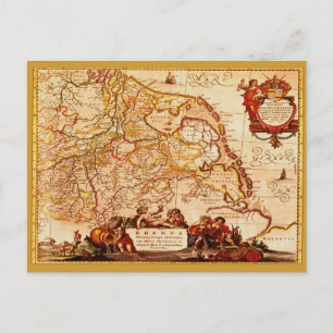 Willem Blaeu Old Rhinelands Map Historic Postcard