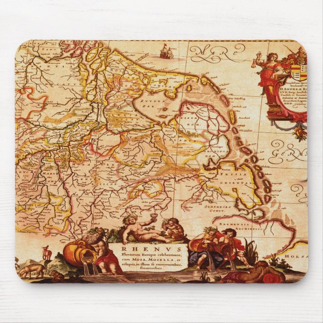 Willem Janszoon Blaeu Old German Map Collection Mouse Mat (Front)
