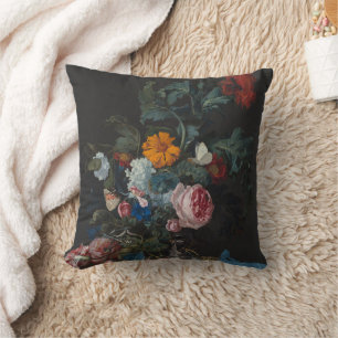 Willem van Aelst Dutch Golden Age Dark Floral Art Cushion