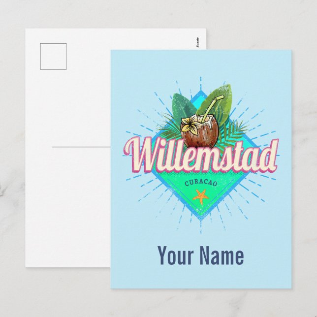 Willemstad Curacao Vacation Vintage Caribbean Holiday Postcard (Front/Back)