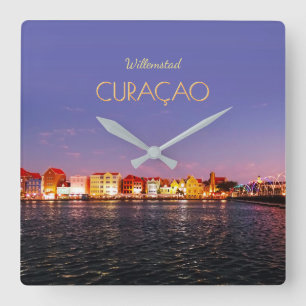 Willemstad Skyline at Night (customisable) Clock