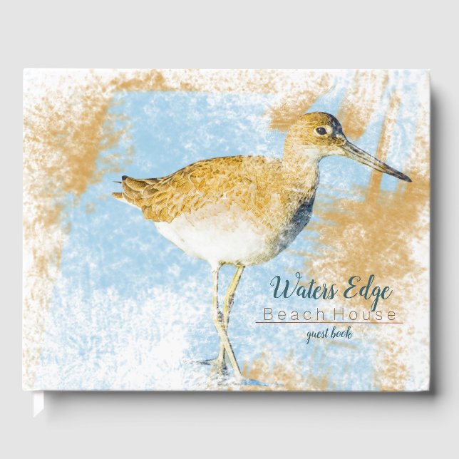 Willet Shorebird Beach Coastal Art Vacation Rental Guest Book (Front)