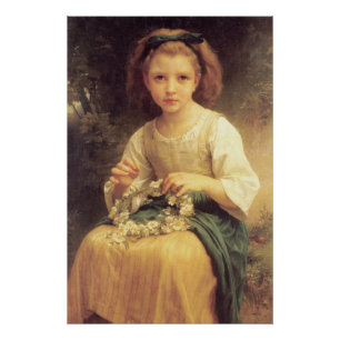 William-Adolphe Bouguereau Child Braiding a Crown Poster