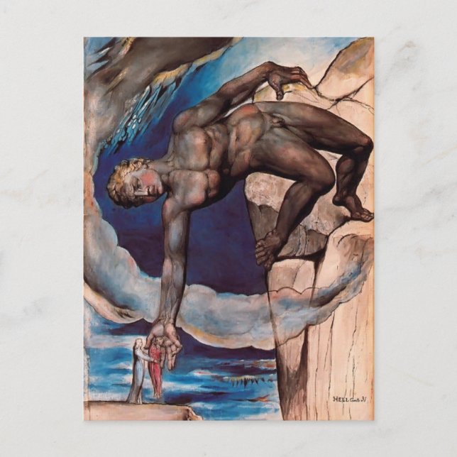 William Blake- Antaeus setting down Dante & Virgil Postcard (Front)