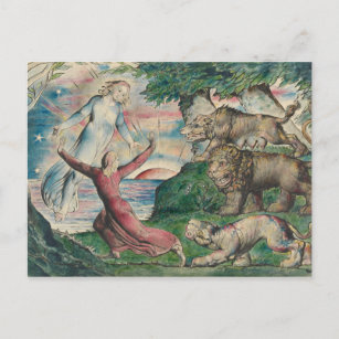 William Blake -Dante Running from the three Beasts Postcard