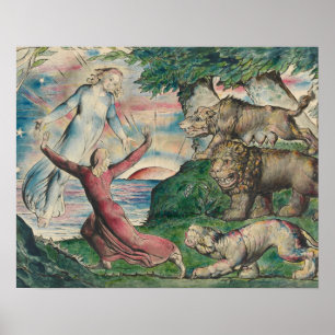 William Blake -Dante Running from the three Beasts Poster