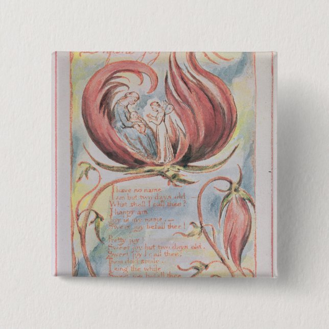 William Blake | Songs of Innocence; Infant Joy, 17 15 Cm Square Badge (Front)