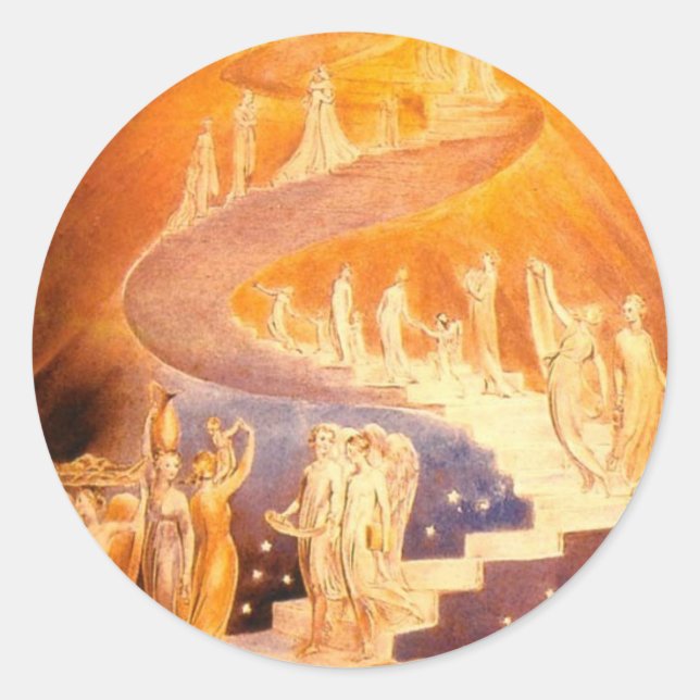 William Blake's Jacob's Ladder Classic Round Sticker (Front)