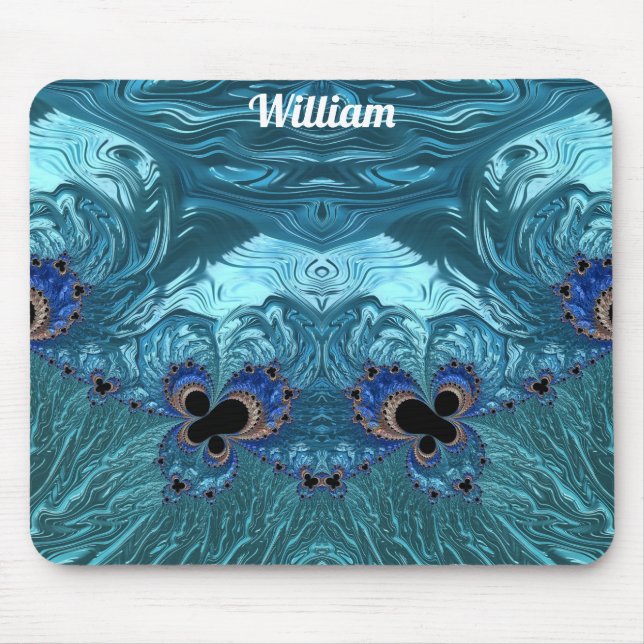 WILLIAM ~ Blue Aqua and Black Design  Mouse Mat (Front)