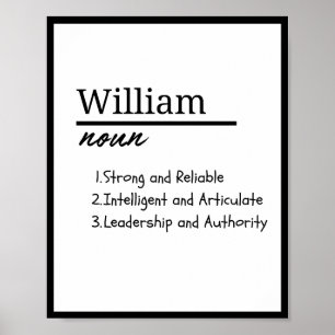 William, Boy Personalised Name Definition  Poster