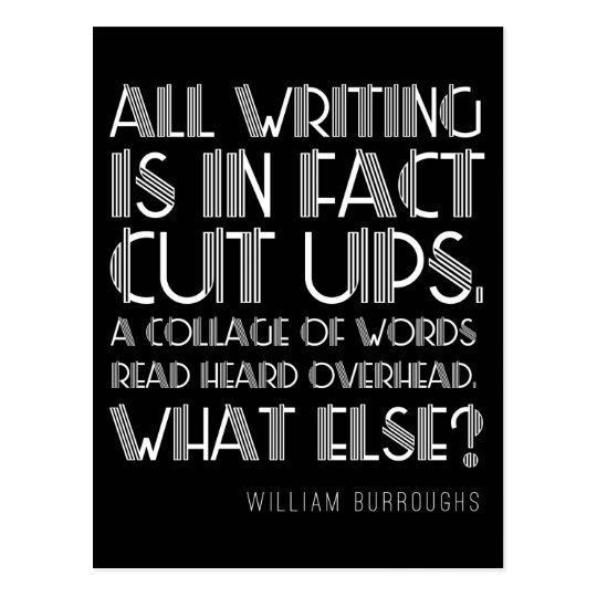 William Burroughs "Cut Ups" Writing Postcard