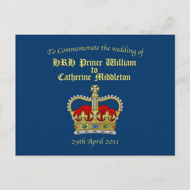 William & Catherine Royal Wedding April 29, 2011 Postcard (Front)