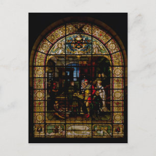 William Caxton Showing his First Printed Book Postcard