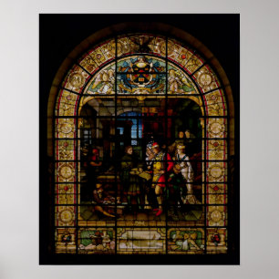 William Caxton Showing his First Printed Book Poster