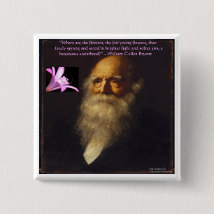 William Cullen Bryant Flower Poem 15 Cm Square Badge