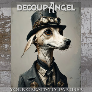 William - Dapper Dog with Hat - Decoupage - Tissue Paper