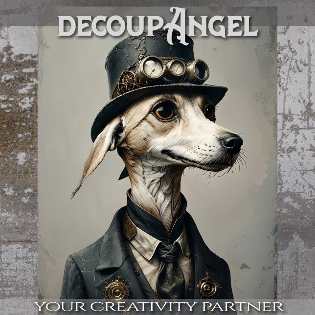 William  - Dapper Dog with Hat ​​- Decoupage -  Tissue Paper (Creator Uploaded)