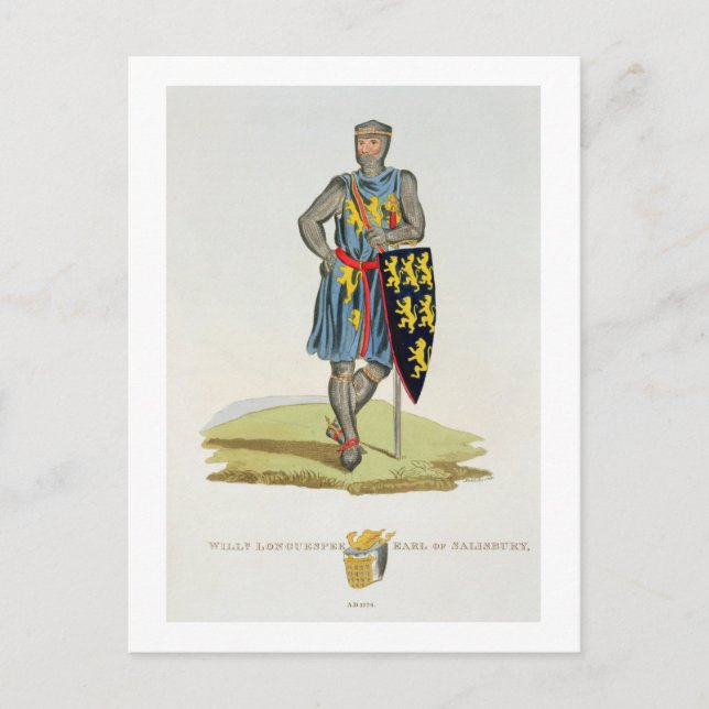 William de Longuespee, 3rd Earl of Salisbury (d.12 Postcard (Front)