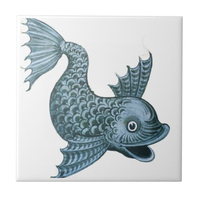 William * De Morgan Fantastic Fish | Tile (Front)