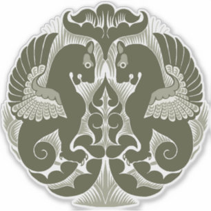 William De Morgan Green Griffins Vinyl Sticker