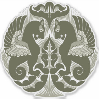 William De Morgan Green Griffins Vinyl Sticker