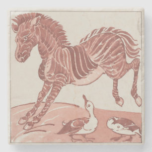William De Morgan - Kicking Zebra   Stone Coaster