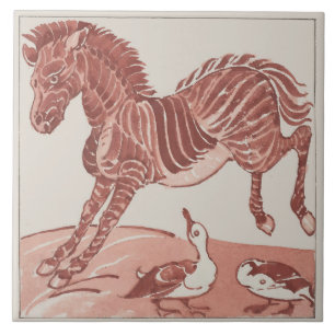 William De Morgan - Kicking Zebra   Tile
