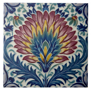 William De Morgan Oriental Flower Tile