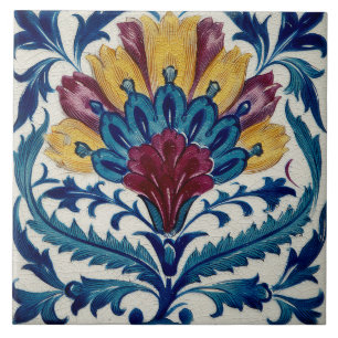 William De Morgan Oriental Flower Tile