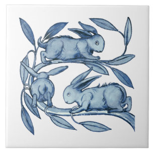 William De Morgan Rabbits Ceramics Tile