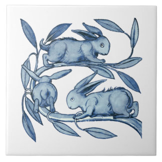 William De Morgan Rabbits Ceramics Tile