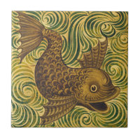 William De Morgan Repro Dolphin Tile (faces right)