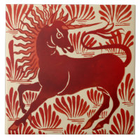 William De Morgan Repro Red Unicorn