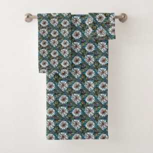 William De Morgan* Sprig of Flowers Blue White Bath Towel Set