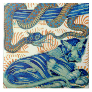 William De Morgan The Tiger And The Snake Ceramics Tile