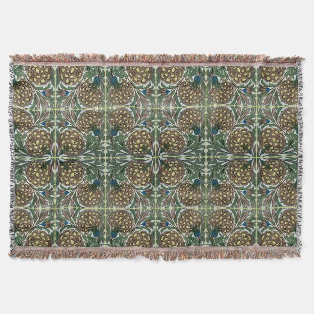 William De Morgan Victorian Textiles Throw Blanket (Front)
