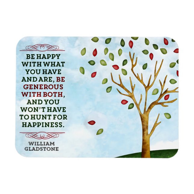 William Gladstone Inspirational Quote "Happiness"  Magnet (Horizontal)