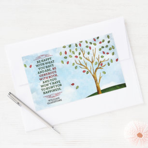 William Gladstone Inspirational Quote "Happiness" Rectangular Sticker